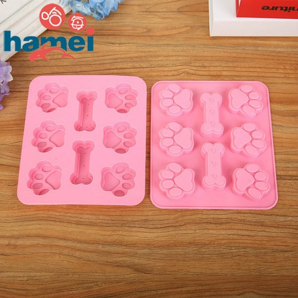 Puppy Paw & Bone Silicone Baking Pan Mold Ice Tray Dog Treat Cookie Non Stick