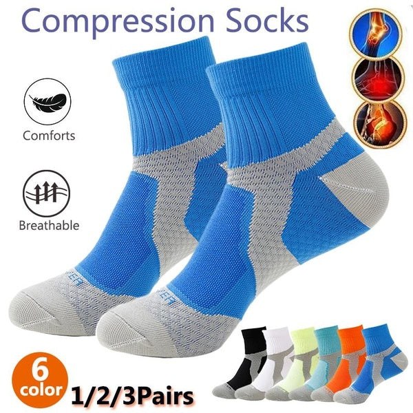 1-2-3Pairs Short Stockings Ankle Compression Fast Dry Fashion Sports Outdoor Run Striped Breathable Comfortable Women Men Resistant Socks