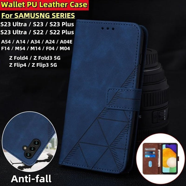 Portefeuille d'affaires de luxe en cuir PU étui anti-chute pour Samsung Galaxy A14 5G A54 A34 carte de support couverture de téléphone magnétique pou