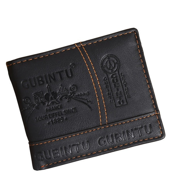 Leather Men Short Wallet Clutch Bags Card Holders Fashion Coin Purse Money Solid Male Portfolio Classic Black