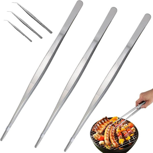 1 pince à épiler en acier inoxydable pour barbecue Pince à épiler professionnelle pour aliments et cuisine avec embouts dentelés de précision Gadgets