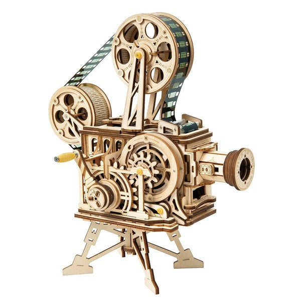 Robotime Retro Diy 3D Hand Crank Film Projector Wooden Model Building Kits Assembly Vitascope Toy Gift for Children Adult wooden puzzle