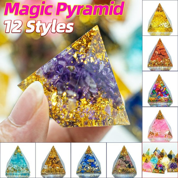 12 styles de pyramide magique d'art d'énergie améthyste pyramide Reiki sphère de cristal Constellation Chakra résine Quartz pierre de cristal naturel