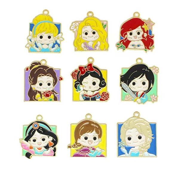 18pcs-pack Cartoon Girl Princess Metal Charms for DIY Earring Jewelry Making Cute Charms