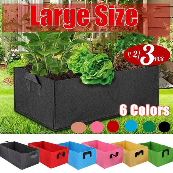 3-2-1PCS Raised Plant Bed Garden Flower Planter Elevated Vegetable Box Planting Grow Bag Fabric Garden Bed Rectangle Breathable Planting Container Gr