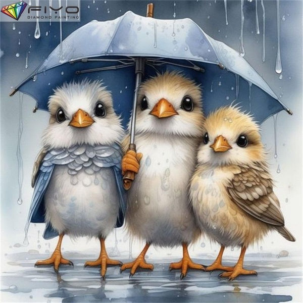 FIYO The Chicken with the Umbrella DIY 5D Diamond Painting Full Drill with Number Kits Home and Kitchen Fashion Mosaic Diamond Painting Canvas Wall D