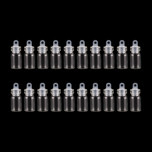 20pcs 11*22*6.5mm 1ml Mini Glass Wishing Bottles Tiny Jars Vials With Plastic Stopper for Wedding Craft DIY Gift