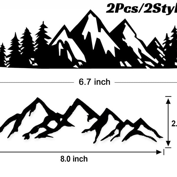 2Pcs Snow Mountain Tree Decal Sticker, Trunk Logo Decal Sticker, Car Exterior Accessories