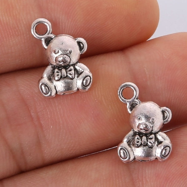 Nouveautés 10 pièces 15x10mm Antique argent placage ours charmes pendentif résultats de bijoux pour bricolage