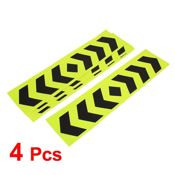 4pcs Arrows Print Reflective Self Adhesive Warning Tape Sticker Decal for Car