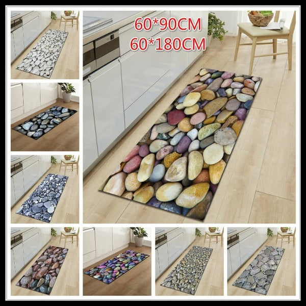 60*90cm-60*180cm Fashion 3d Cobblestone Stone Kitchen Doormats Non-slip Absorent Water Floor Mats Bathroom Area Rug Carpet Anti Skidding Pads Mat