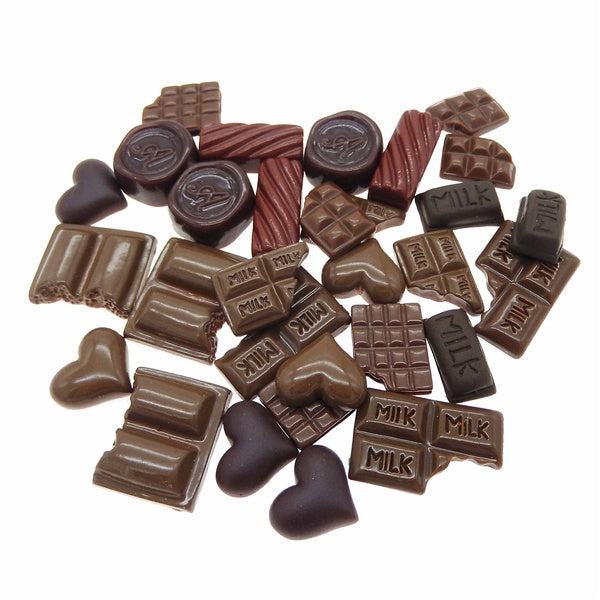 50pcs Mix Resin Food-Romantic Chocolate Heart Flatback Jewelry Cookie Cake Geometric Icecream Lollipops Cabochons Slime Charms