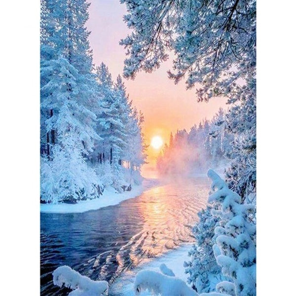 Full Drill Diamond Painting Cross Stitch Landscape 5D DIY Diamond Embroidery Mosaic Rhinestones Kits Winter