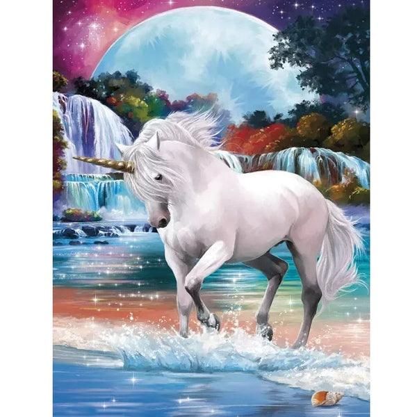 DIY 5D Rainbow Horse Pattern Round-Square Diamond Painting Full Drill Diamond Painting with Number Kits Home and Kitchen Fashion Crystal Rhinestone C