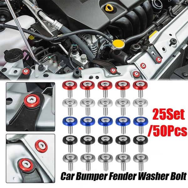 50pcs-25set Car Bumper Fender Washer Bolt M6x20mm Engine Bay Dress Up Kit