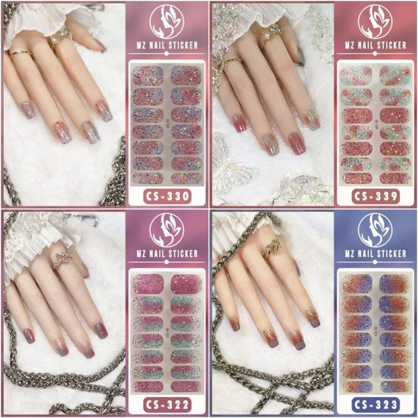 Color Green Onion Powder Bake-free Gel Manicure Oil Film Full Onion Gradient Green Onion Waterproof and Durable Manicure Nail Sticker Film