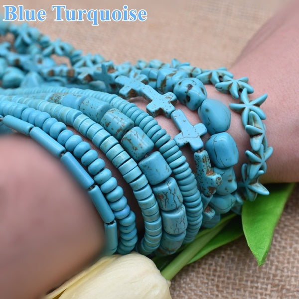 Bleu Turquoises Abacus Pierre Lâche Spacer Graine Ronde Forme De Larme Perles Lâches 15 "Brin DIY Charme Perles Fabrication de Bijoux