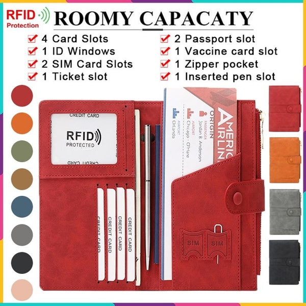 RFID nouvelle mise à niveau multifonction passeport portefeuille ultra-mince passeport banque crédit porte-carte voyage portefeuille pour hommes femm