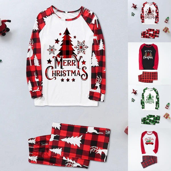 Christmas Pajamas Set for Women, Santa's Deer Print Sleepwear Xmas Loungewear Tops and Pants
