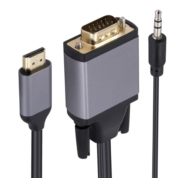 Câble HD vers VGA avec adaptateur de cordon audio 3,5 mm 1080P 6 pieds 1,8 m plaqué or mâle vers mâle convertisseur vidéo actif prise en charge du co