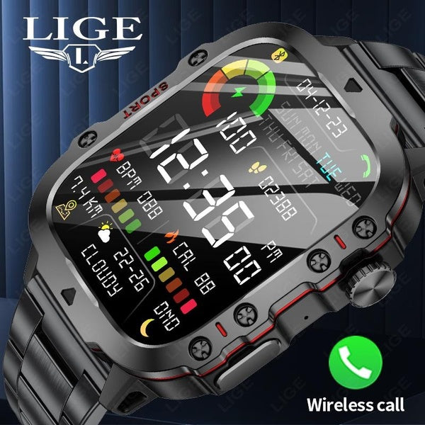2024 LIGE montre intelligente militaire extérieure hommes Bluetooth appel montre intelligente pour Xiaomi Android IOS étanche Fitness 100+ montre de