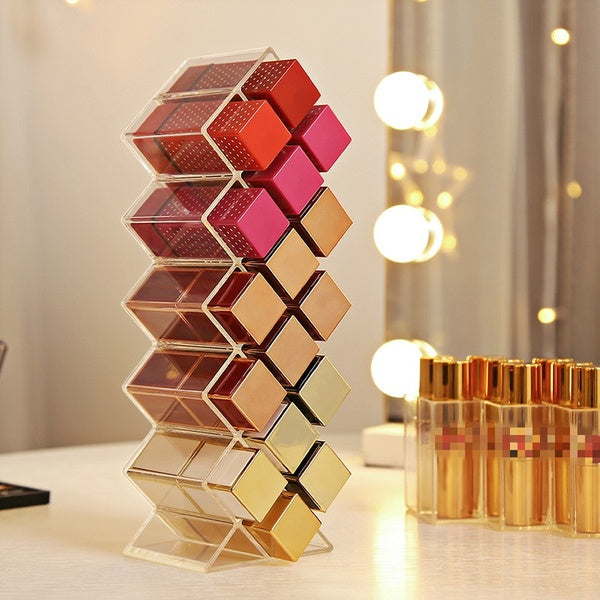 16 Grid Lipstick Holder Plastic Cosmetic Organizer Lipsticks Display Rack Portable Makeup Storage Box