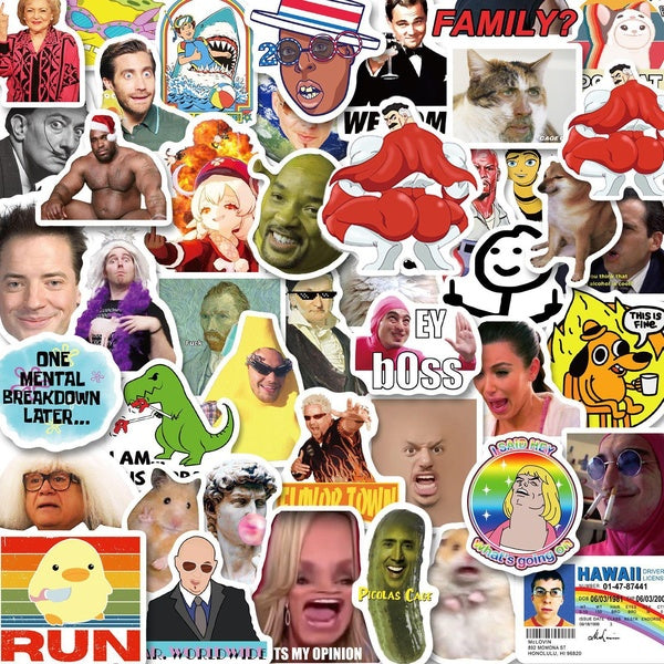 10-50PCS Interesting Funny Meme Stickers Spoof graffiti Stickers for DIY Luggage Laptop Skateboard Bicycle Stickers