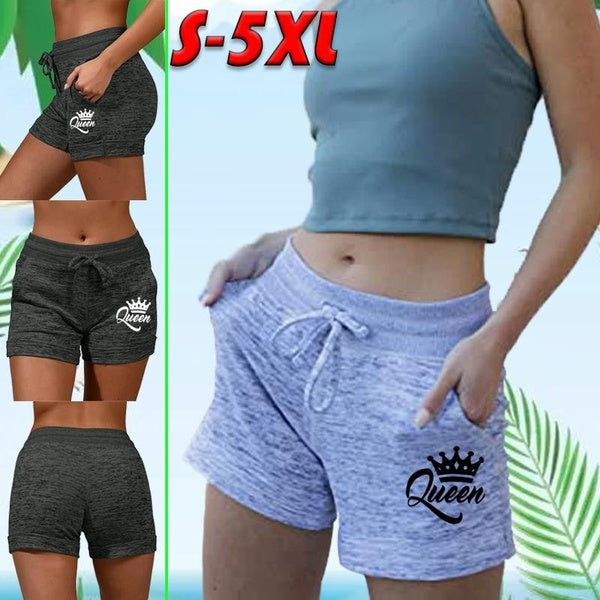 New Queen Printed Short Pants for Women Bottoming Quick-drying Shorts Yoga Pants Casual Sports High Waist Drawstring Stretch Shorts Fitness Shorts S-