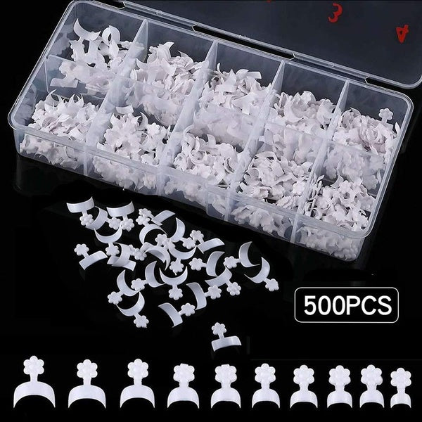 500PCS Short French Nail Tips White Half Cover Short Style False Nail Art Tips Finger Sticker for DIY Finger Extension Nails with Box