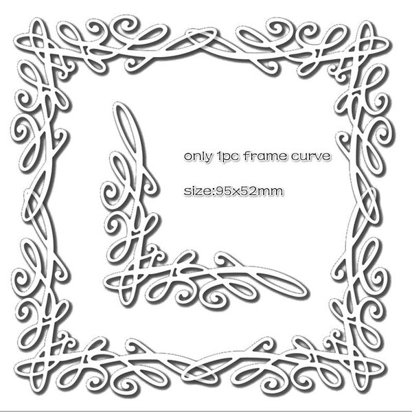 New Lace Square Frame Curve Metal Cutting Dies for Scrapbooking Card Making Stitch Craft Dies (Only One Curve)