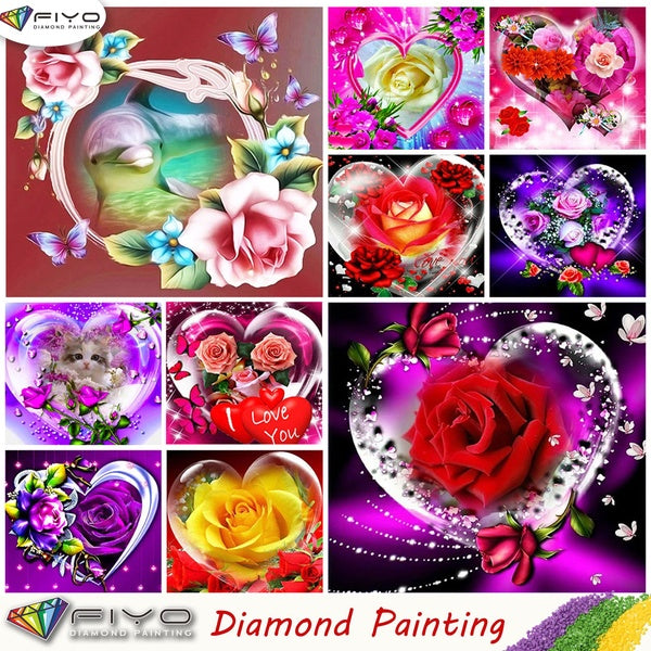 FIYO Diamond Painting Kits For Adults DIY 5D Diamond Mosaic Diamond Painting Home and Kitchen Fashion Canvas Pictures Wall Decoration Gifts Arts and