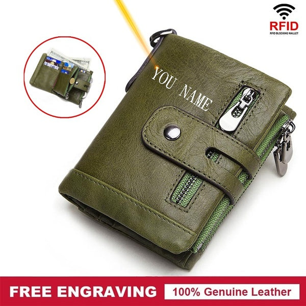 Men New Fashion Genuine Leather RFID Wallet Multifunction Flip Purse Cash ID Card Holders Male Walet Pocket