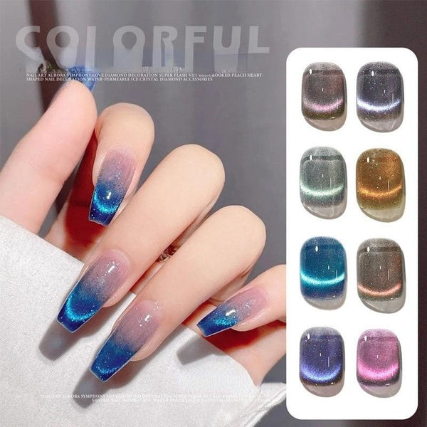Crystal Cat Eye Rainbow Magnetic Gel Nail Polish Glue Nail Art Shiny Varnish UV Gel Design Manicure Accessories