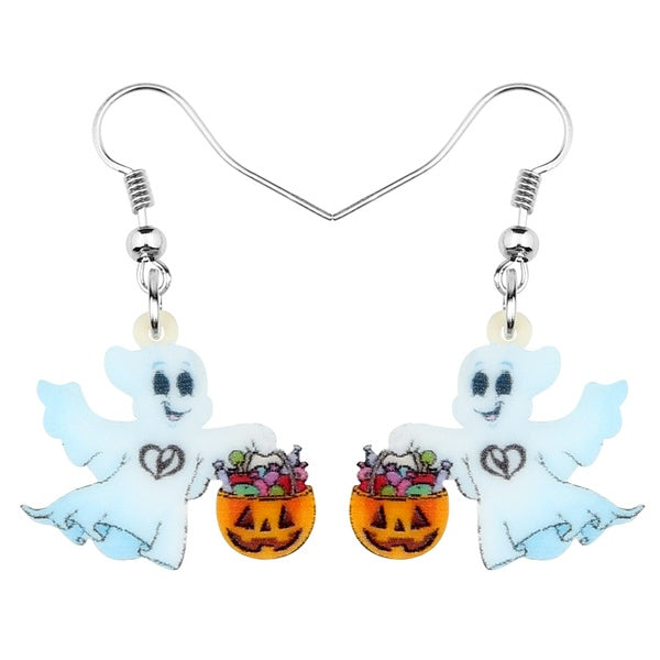 Acrylique Halloween Bande Dessinée Fantôme Citrouille Boucles D'oreilles Drop Festival De Mode Balancent Des Bijoux pour Femmes Filles Dames Charmes