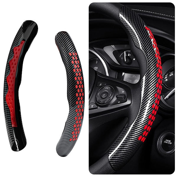 1 Pair Universal Ultra-thin Buckle Carbon Fiber Steering Wheel Cover Protector Anti-skid Anti-scratch Booster Car Interior Accessories