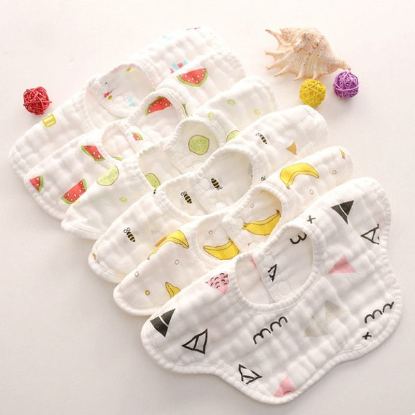 Baby Bibs 360 Degree Rotation 8 Layers Gauze Muslin Baby Kids Bandana Burp Cloth Soft Newborn Infant Saliva Towel Baby Stuff