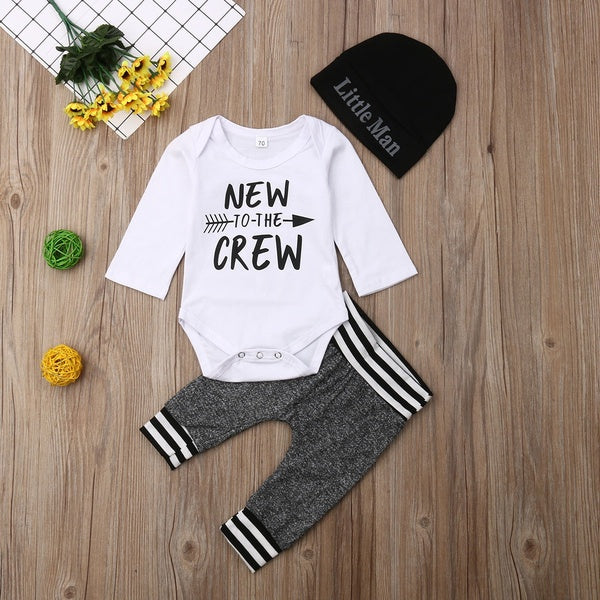3Pcs Newborn Infant Baby Boy Romper+Pant Clothes Set Bodysuit Jumpsuit Playsuit Outfit 0-24 Months