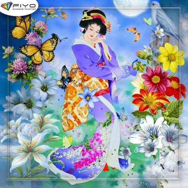 FIYO Woman DIY 5D Diamond Painting Full Drill with Number Kits Home and Kitchen Fashion Mosaic Diamond Painting Canvas Wall Decoration Gift Crafts fo