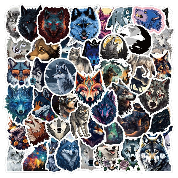 10-60Pcs Wolf Stickers Wild Animal Beast Graffiti Stickers for DIY Luggage Laptop Skateboard Motorcycle Bicycle Stickers