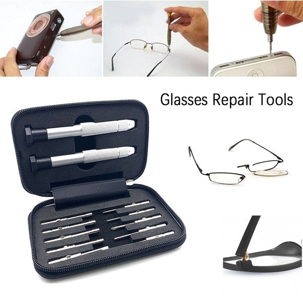 12 Pcs-set Glasses Repair Tools Mini Portable Screwdriver Repair Precision Tool Kit Set for Eyeglasses Laptop Watch