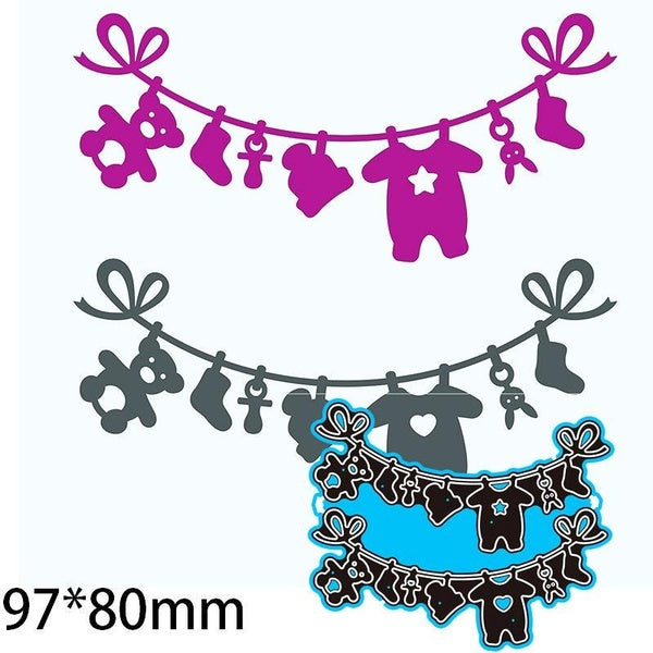 Matrices de découpe en métal pour bébé, articles sur la corde à linge, pour Scrapbooking, pochoirs de gaufrage, fabrication de cartes, décor artisana