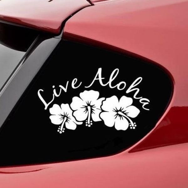High-quality Live Aloha vinyl decal sticker bumper funny hawaii ohana peace love car truck