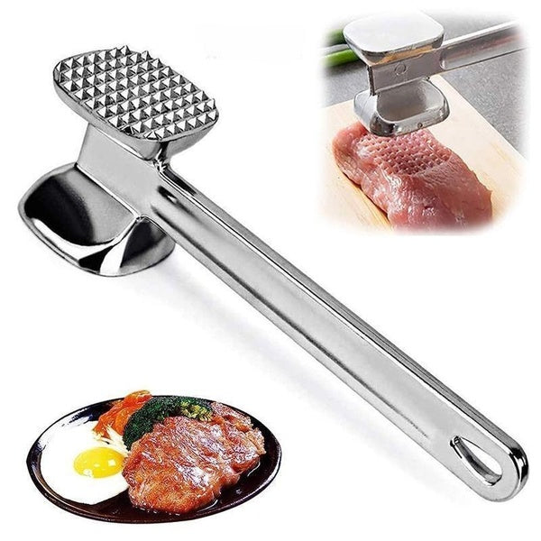 S-M Meat Tenderizer Hammer, Aluminum Alloy Steak Metal Mallet Kitchen Tool Heavy Duty Durable Double-Sided for Meat Good Grip Heavy Weight Reduce Coo