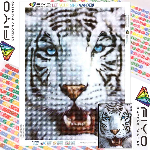 FIYO Tiger DIY 5D Diamond Painting Full Drill with Number Kits Maison et Cuisine Mode Point De Croix Broderie Peintures Toile Photos Décoration Mural