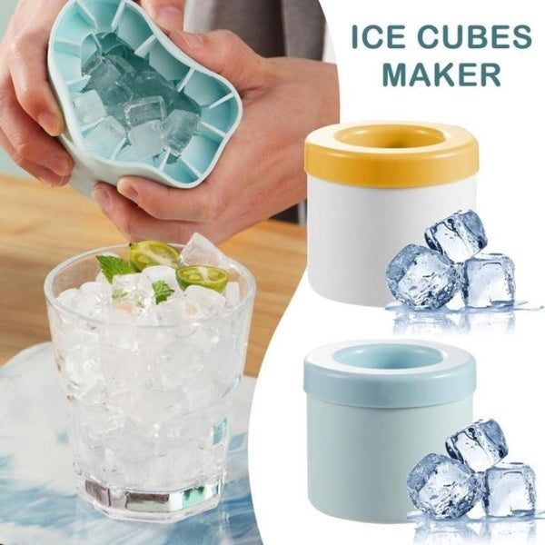 1Pc Silicone Ice Cube Mold Quickly Freeze Silicone Ice Maker Ice Cup Creative Cylinder Ice Bucket Whiskey Beer Maker
