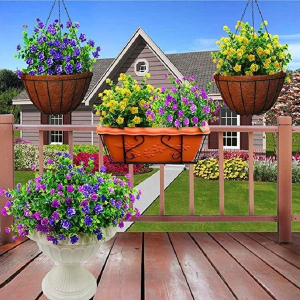 4-8 Bundles Fake Flowers Artificial Flowers Real Touch Artificial Bouquets UV Resistant Shrubs Plants No Fade Faux Plastic Home Garen Decors