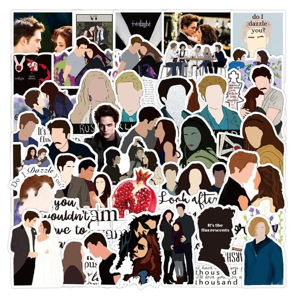 10-50Pcs The Twilight Saga Stickers Robert Pattinson Kristen Stewart Graffiti Stickers for DIY Luggage Laptop Skateboard Motorcycle Bicycle Stickers