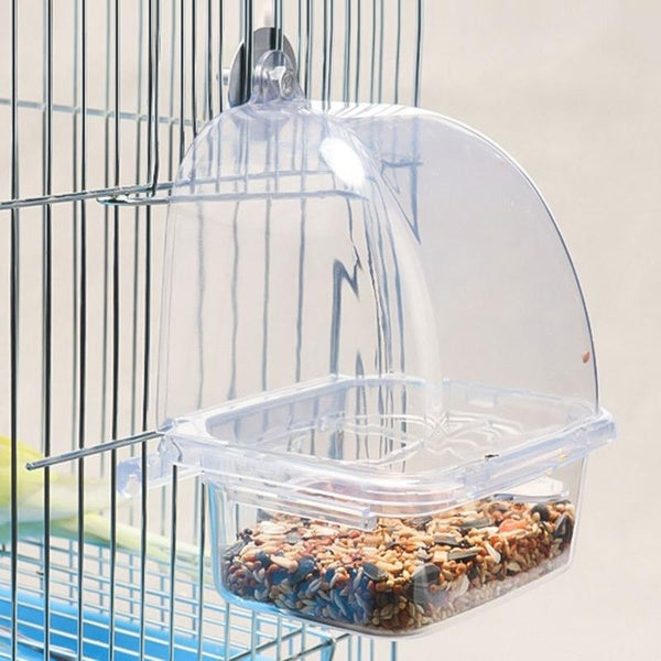1PCS Transparent Durable Plastic Bird Feeder Cage Accessories Parrot Seed Feeding Box Food Trough Splash-Proof Parrot Box