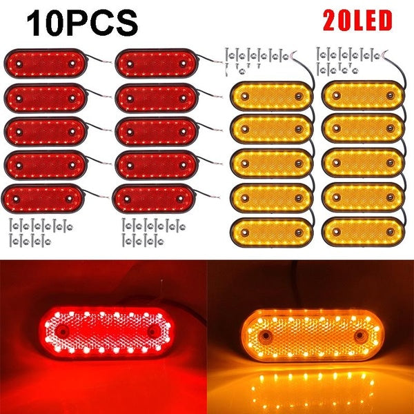 10x 20LED Ambre Side Marker light LED Feu de dégagement arrière Caravane Feux arrière pour Camion RV Remorque Camion Pick-up Bateaux