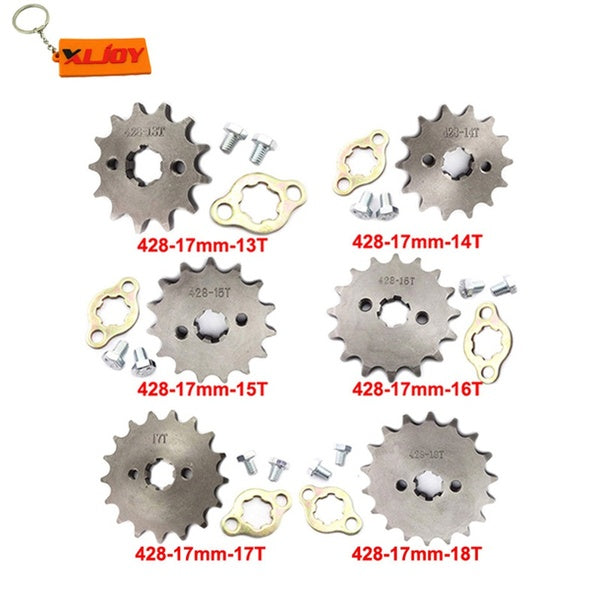 XLJOY 428 Chain 17mm ID Front Engine Sprocket For Chinese 50cc 110cc 125cc 160cc ATV Dirt Pit Bike